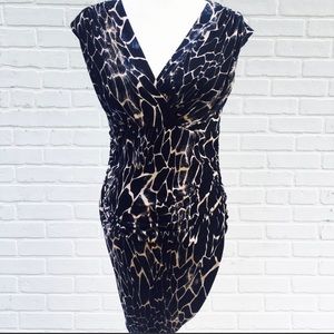 Giraffe Print V Neck Dress